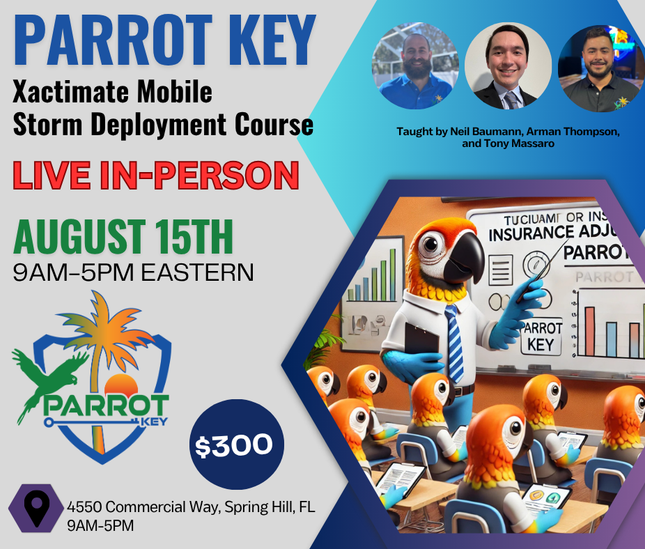 Parrot Key Adjuster Xactimate Mobile Storm Deployment Course
