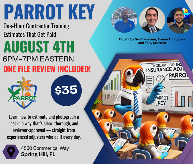 Parrot Key Contractor webinar - 1 hour - August 4th
